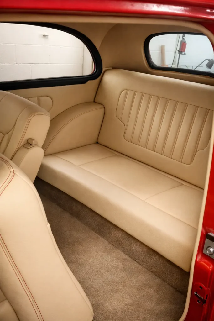 Custom leather automotive upholstery by Knights Upholstery in Wisconsin