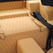 custom light leather car interior by Knights Upholstery custom upholstery shop Wisconsin
