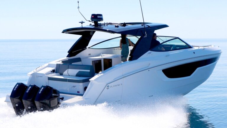 Luxury yacht cruising on the sea