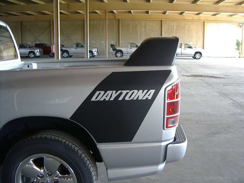 custom pickup truck spoiler by Knights Upholstery custom manufacturer